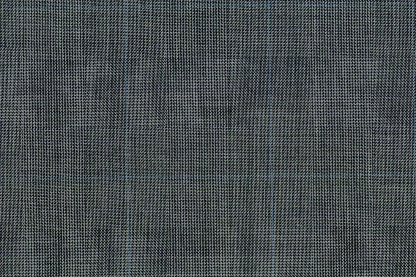 Caesar Romeo 22680-110 GREY W/BLUE CHECK fabric swatch