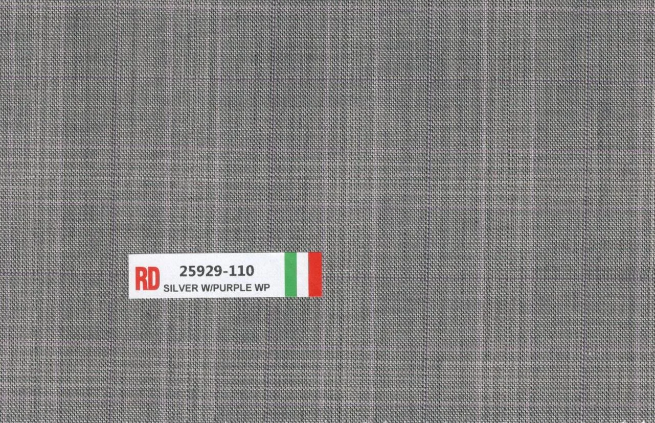 Caesar Romeo 25929-110 SILVER W/ PURPLE WINDOWPANE fabric swatch
