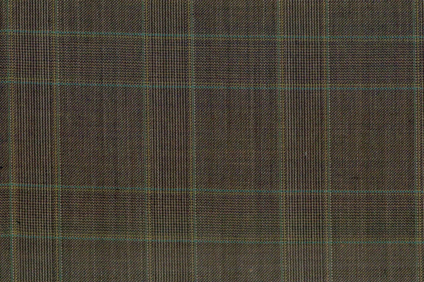 Caesar Romeo 27659-110 MD.BROWN W/GREEN CHK fabric swatch