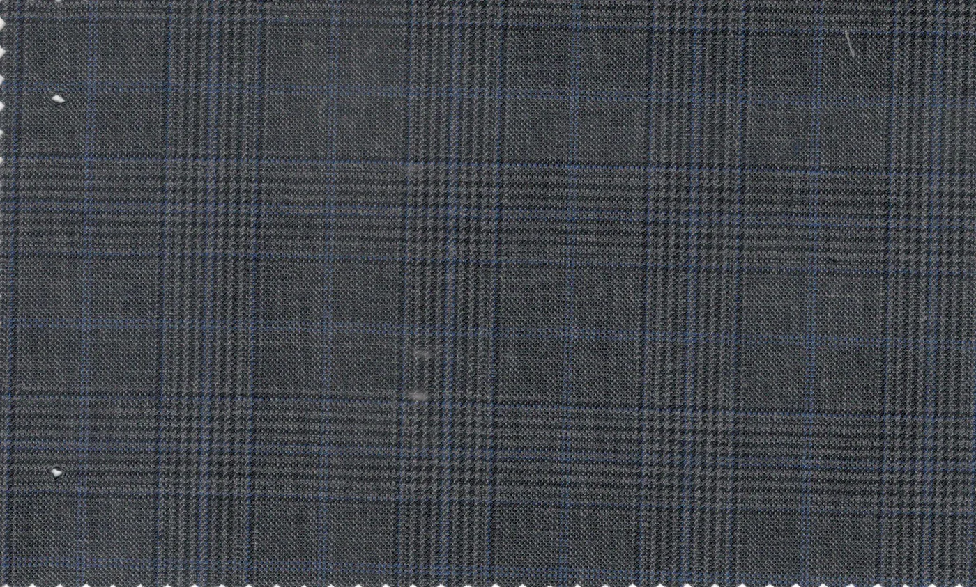Caesar Romeo 29640-110 Grey w/ Blue Check fabric swatch