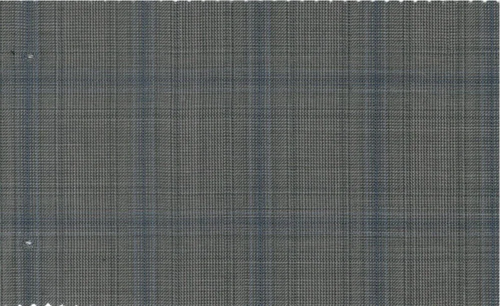 Caesar Romeo 30220-110 Grey w/ Blue Windowpane fabric swatch