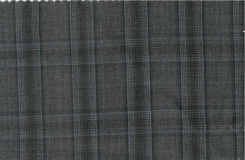 Caesar Romeo 30224-110 Medium Grey w/ Blue Windowpane fabric swatch