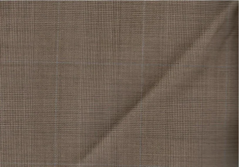 Caesar Romeo 30257-110 TAN W/BLUE CHECK fabric swatch