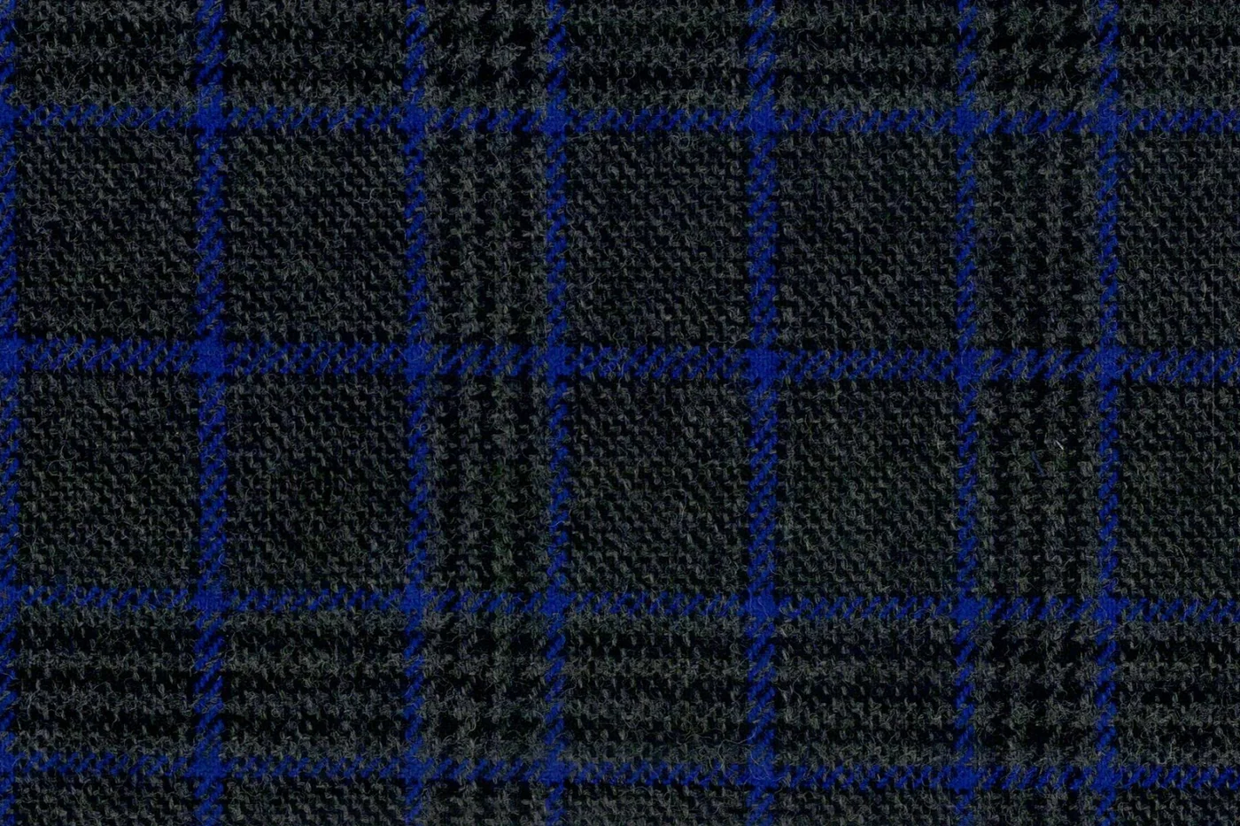 Devonshire Tweeds 28489-200 GREY W/BLUE CHECK fabric swatch