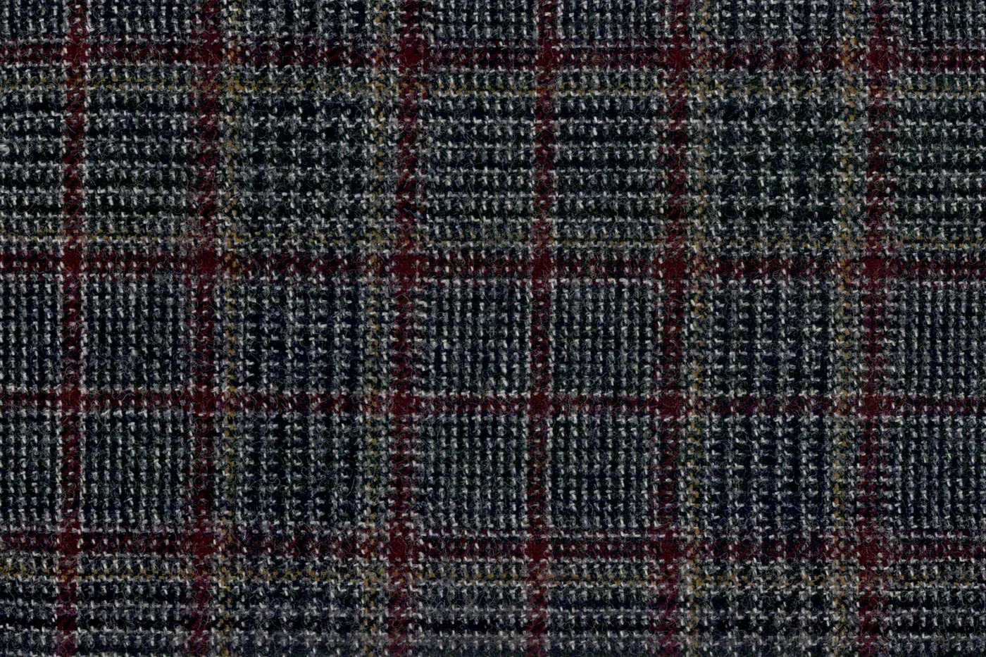 Devonshire Tweeds 28545-195 GREY W/RUST CHECK fabric swatch