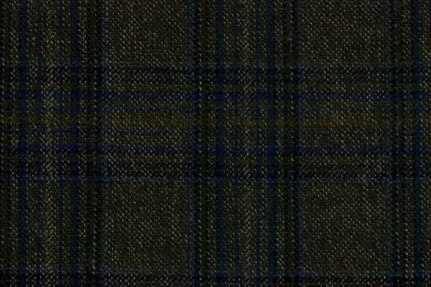 Devonshire Tweeds 28548-195 OLIVE W/BLUE CHECK fabric swatch