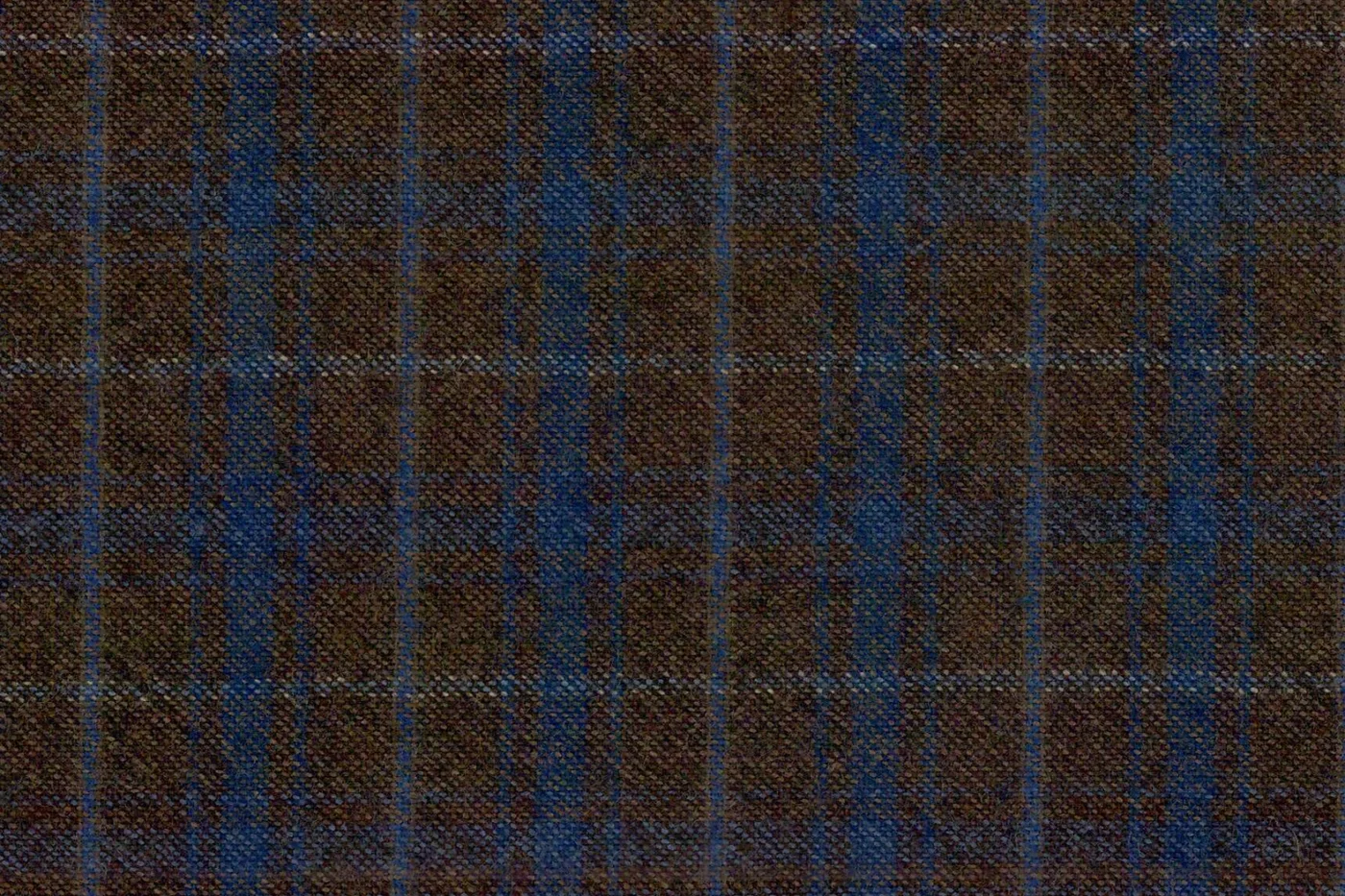 Devonshire Tweeds 28553-195 BROWN W/BLUE WP fabric swatch