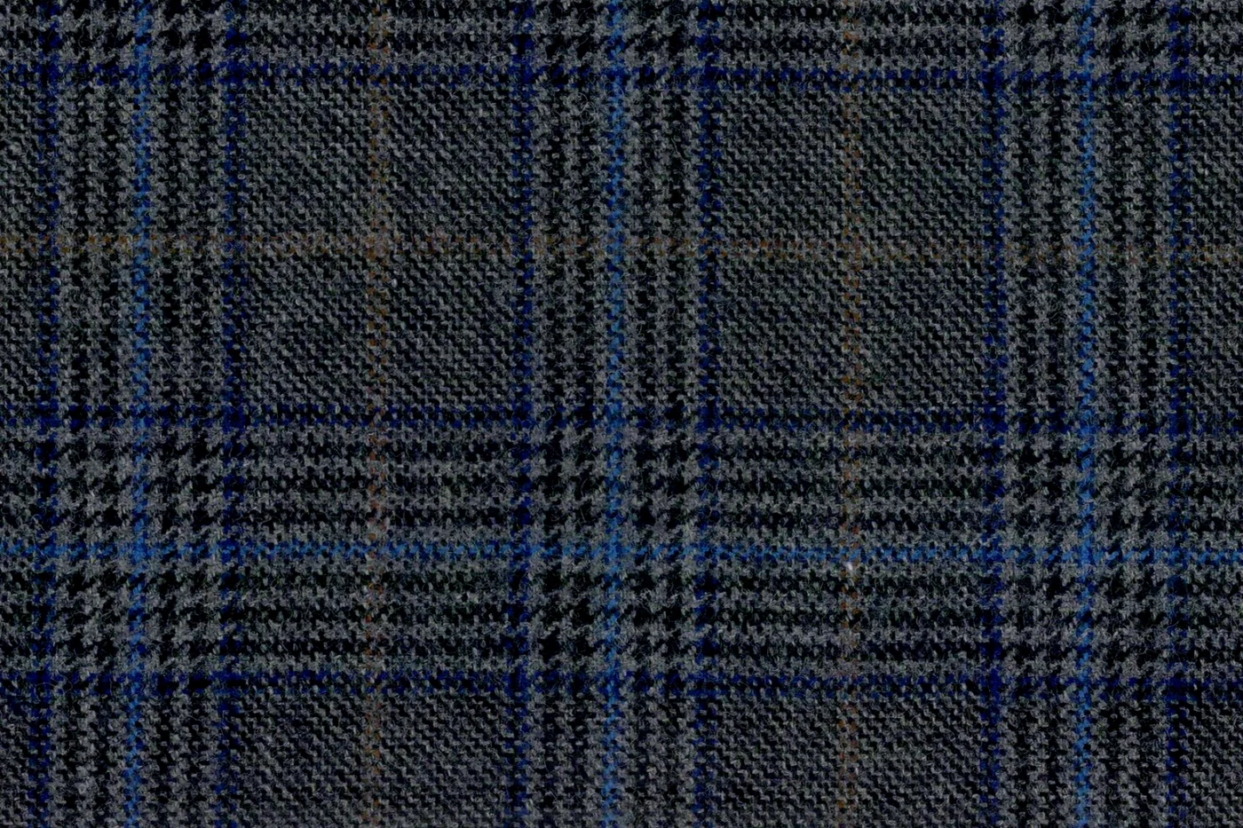 Devonshire Tweeds 28560-195 GREY W/BLUE CHK fabric swatch