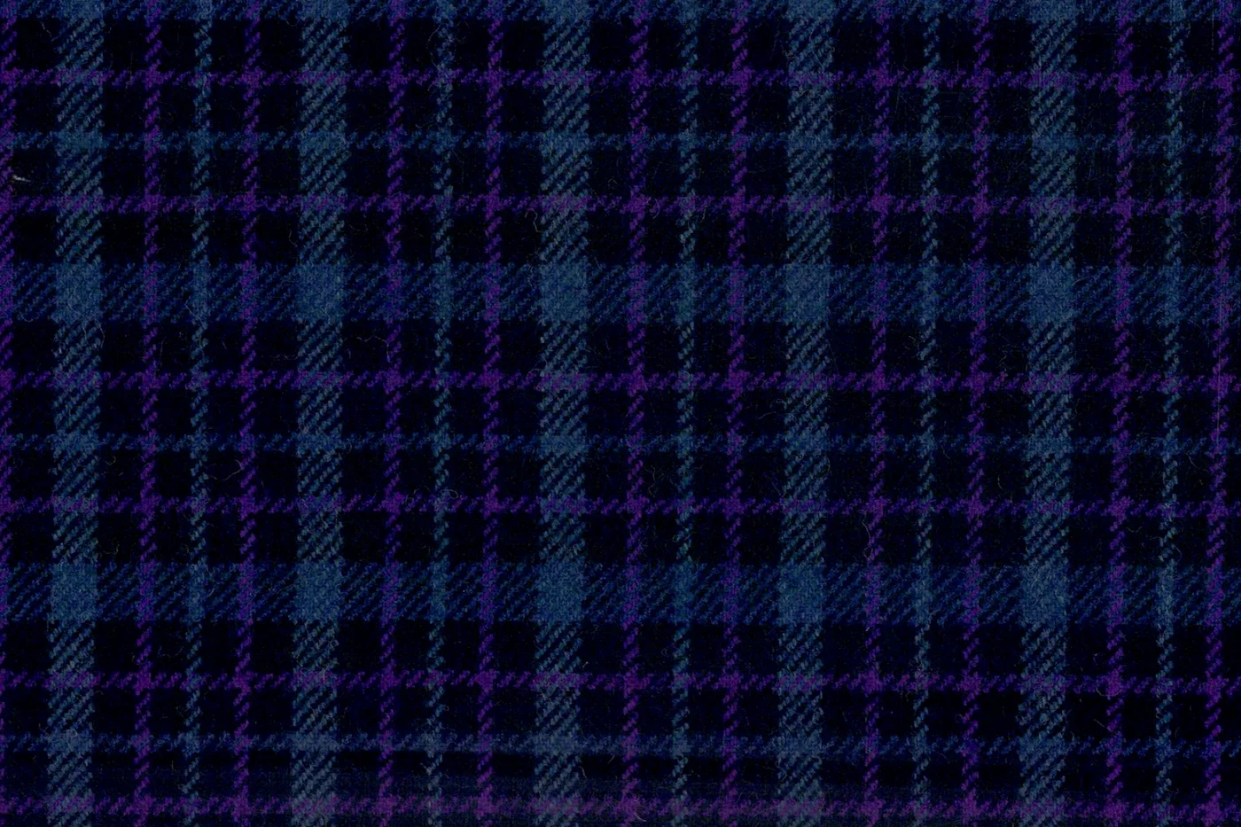 Devonshire Tweeds 28575-195 BLUE W/PURPLE CHECK fabric swatch