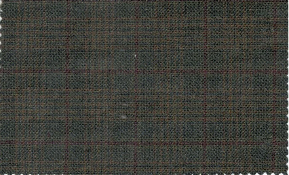 Devonshire Tweeds 29295-195 Olive Check fabric swatch