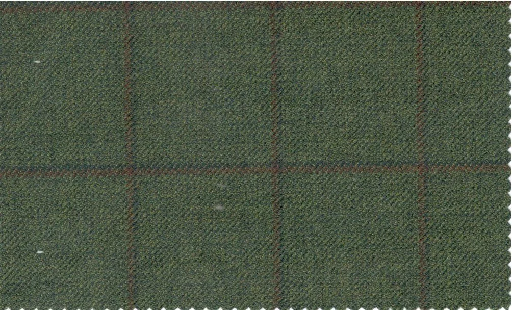 Devonshire Tweeds 29300-195 Medium Green Windowpane fabric swatch