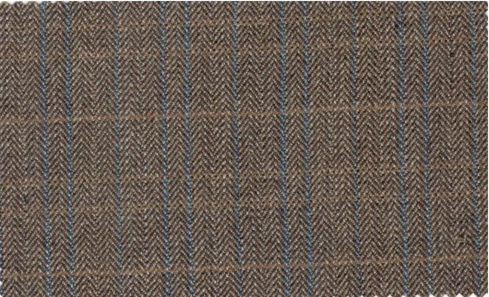 Devonshire Tweeds 29869-220 Brown w/ Blue Check fabric swatch