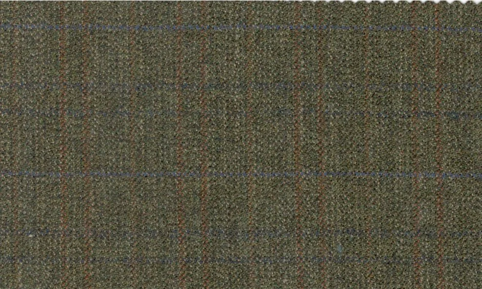 Devonshire Tweeds 29872-220 Olive w/ Rust Check fabric swatch