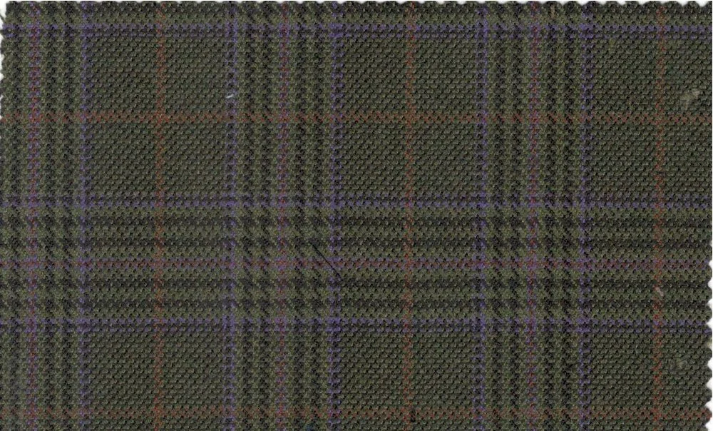 Devonshire Tweeds 30044-195 Olive Fancy Check fabric swatch