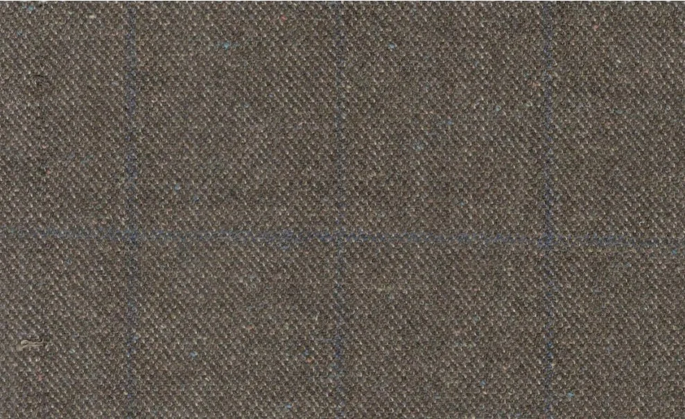Devonshire Tweeds 30054-210 Medium Brown w/ Blue Windowpane fabric swatch
