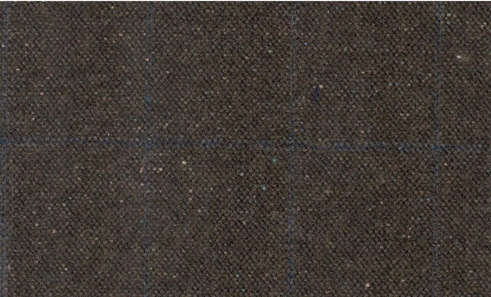 Devonshire Tweeds 30055-210 Brown w/ Blue Windowpane fabric swatch