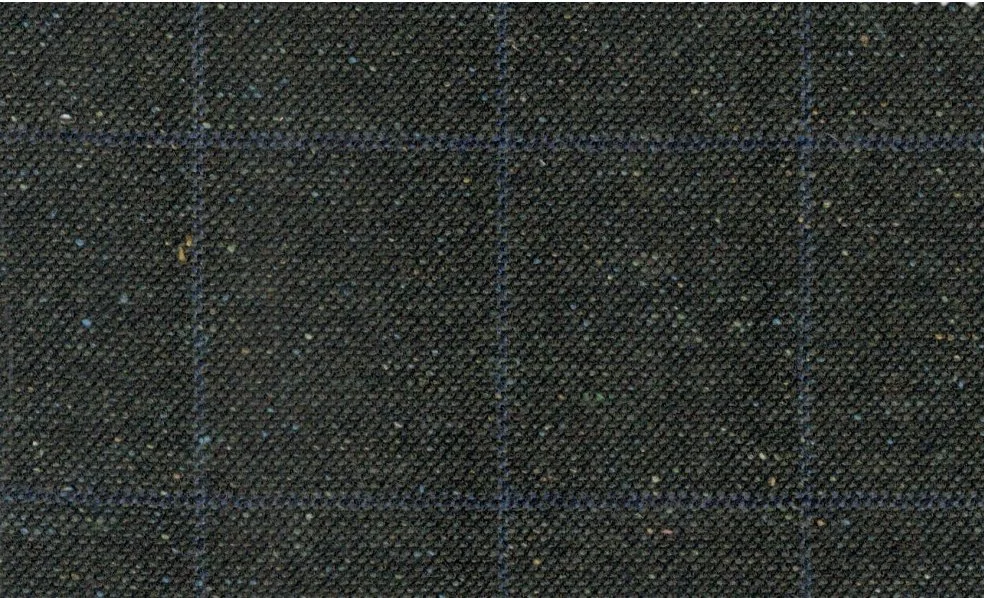 Devonshire Tweeds 30057-210 Dark Green w Blue Windowpane fabric swatch