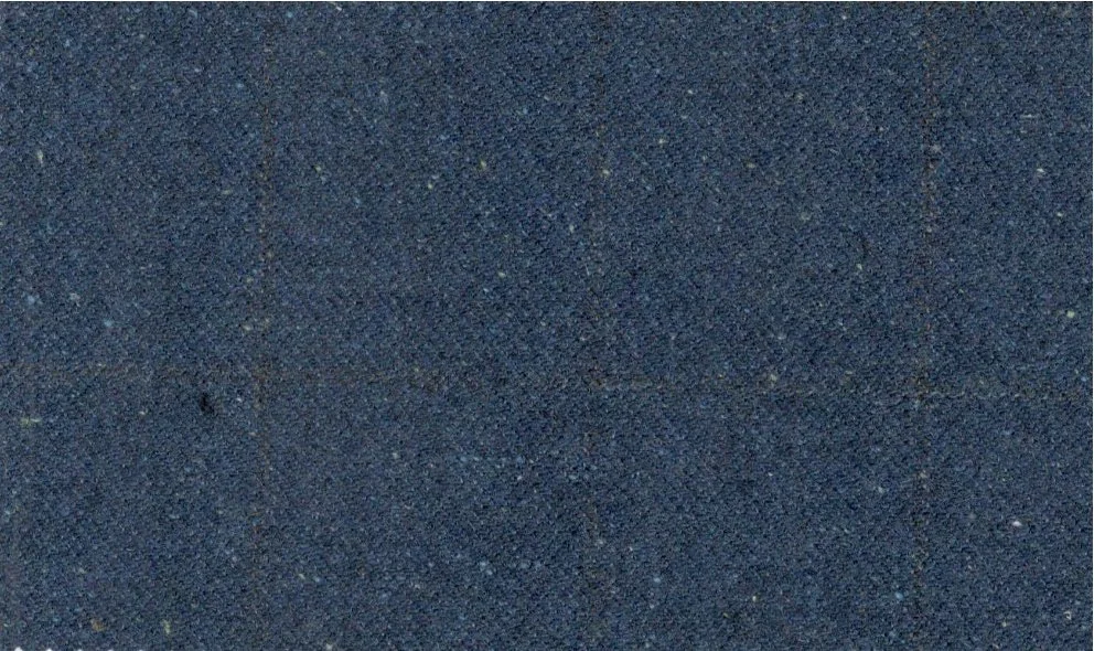 Devonshire Tweeds 30058-210 Medium Blue w/ Tan Windowpane fabric swatch