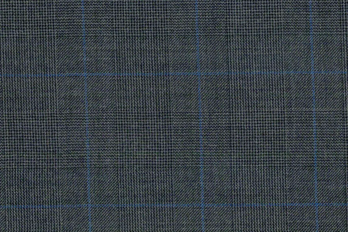 Dormeuil Amadeus 25052-625 GREY W/BLUE CHK fabric swatch