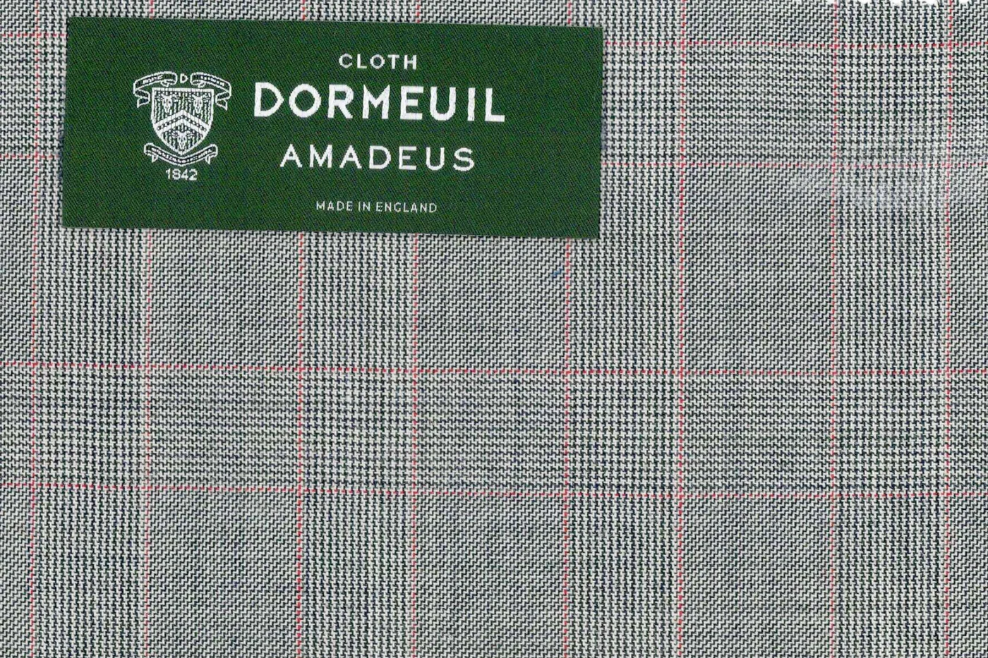 Dormeuil Amadeus 27085-625 LT.GREY /RED CHK fabric swatch