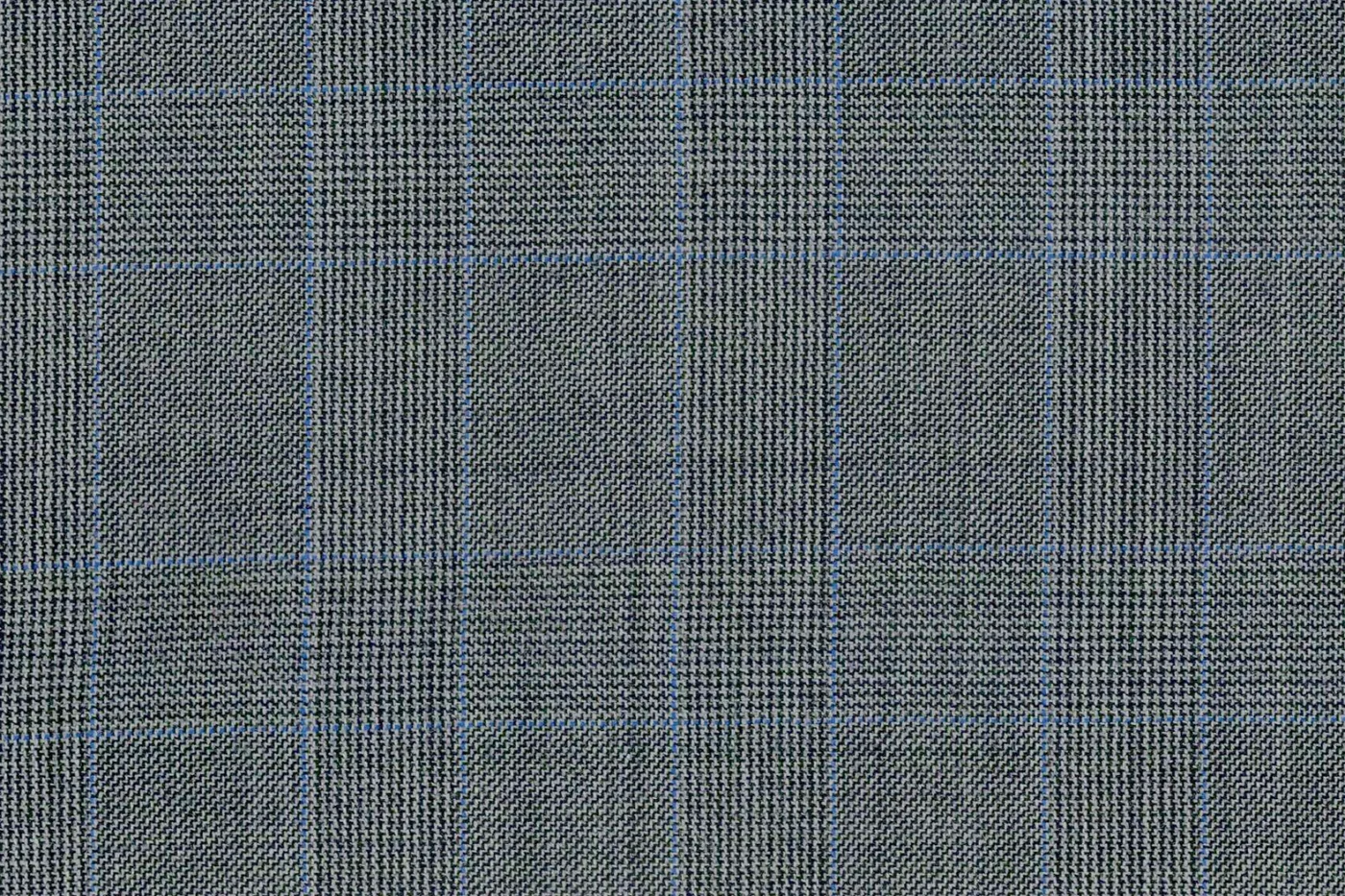Dormeuil Amadeus 27086-625 MED.GREY W/BLUE CHK fabric swatch