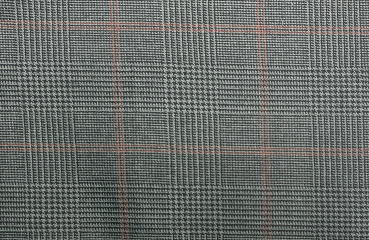 Dormeuil Amadeus 29075-625 DARK GREY W/ WINE CHECK fabric swatch