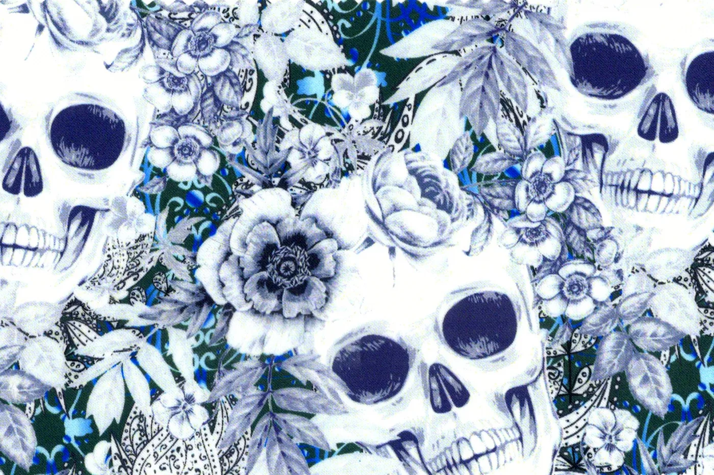 Flash Lining 28058-65 FLORAL SKULL fabric swatch