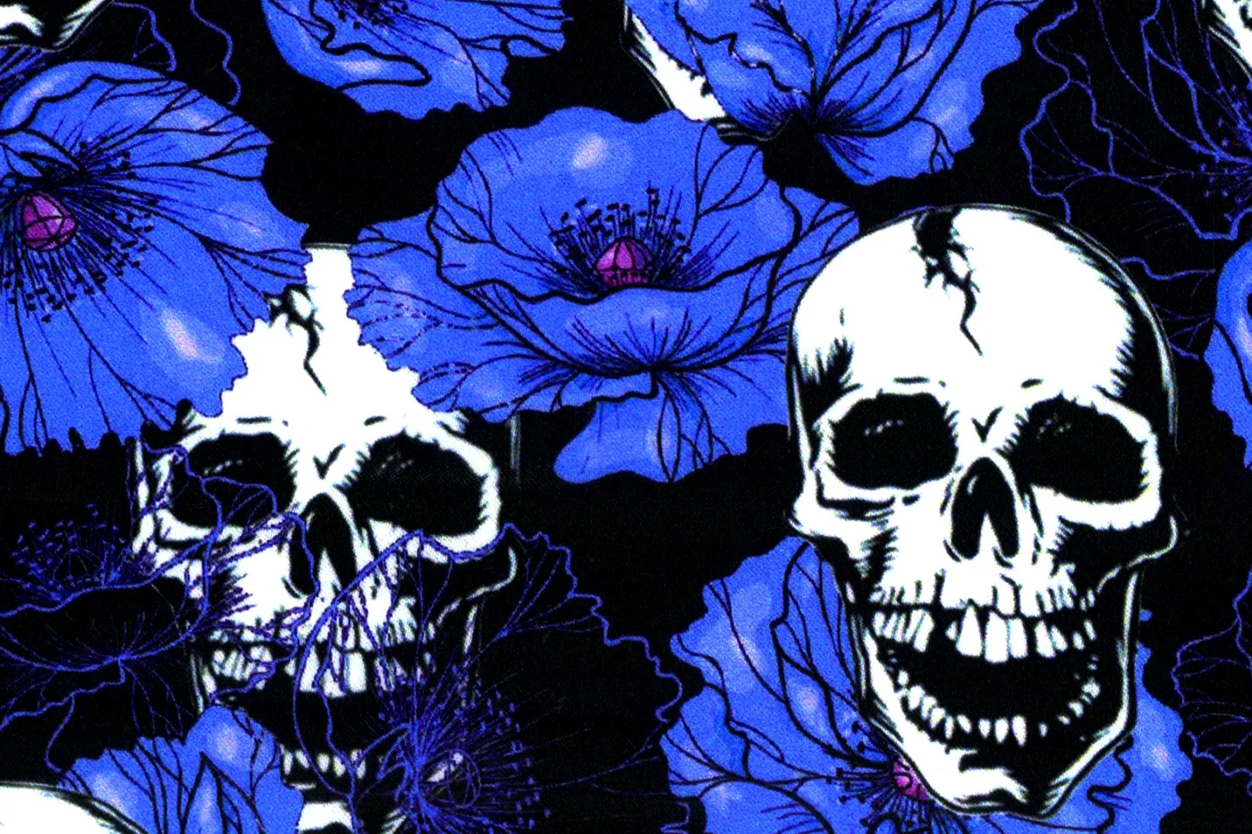 Flash Lining 28503-65 LILAC FLORAL SKULLS fabric swatch