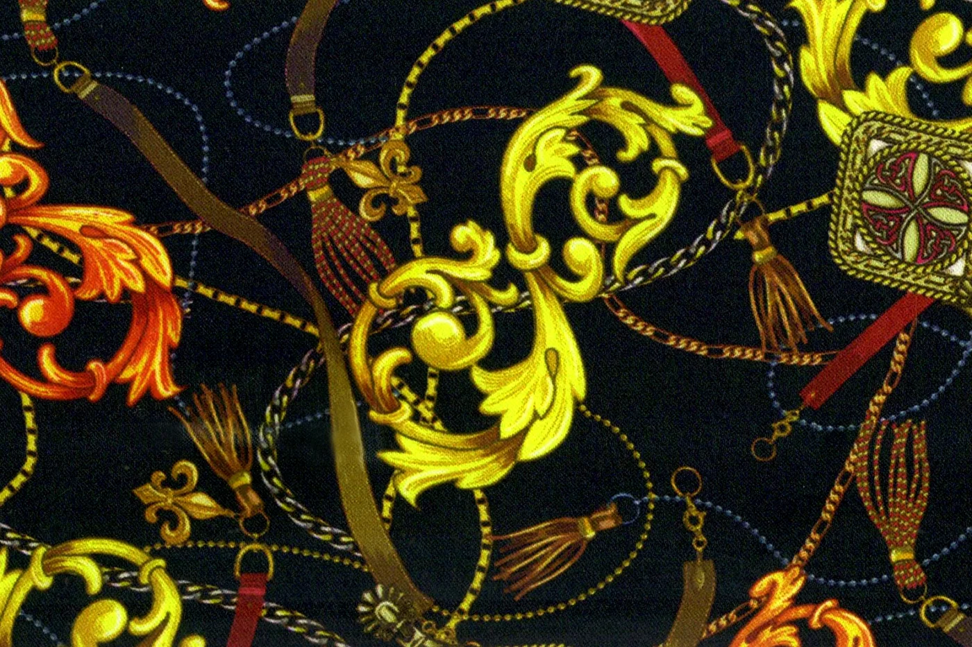 Flash Lining 28708-65 BLACK W/GOLD CHAIN fabric swatch