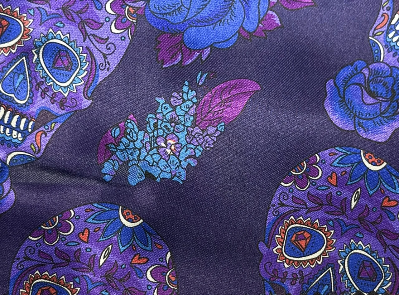 Flash Lining 28949-65 BLUE SKULL fabric swatch