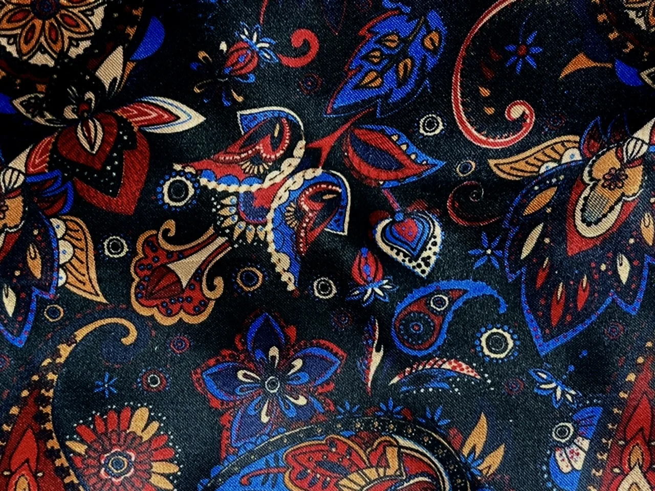 Flash Lining 28956-65 BLACK MULTI PAISLEY fabric swatch