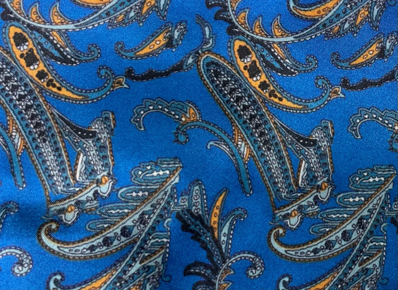 Flash Lining 29107-65 BLUE FANCY PAISLEY fabric swatch