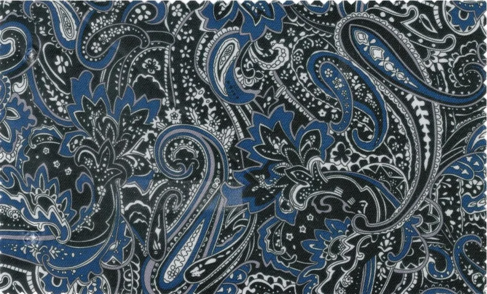 Flash Lining 29814-65 Black w/ Blue Paisley fabric swatch