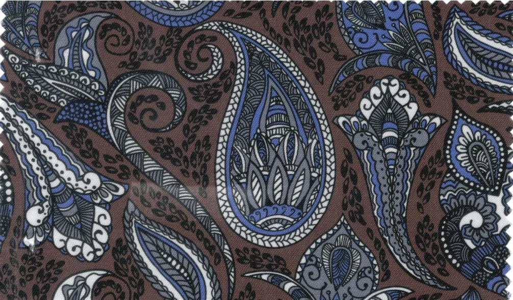Flash Lining 29820-65 Brown w/ Purple Paisley fabric swatch