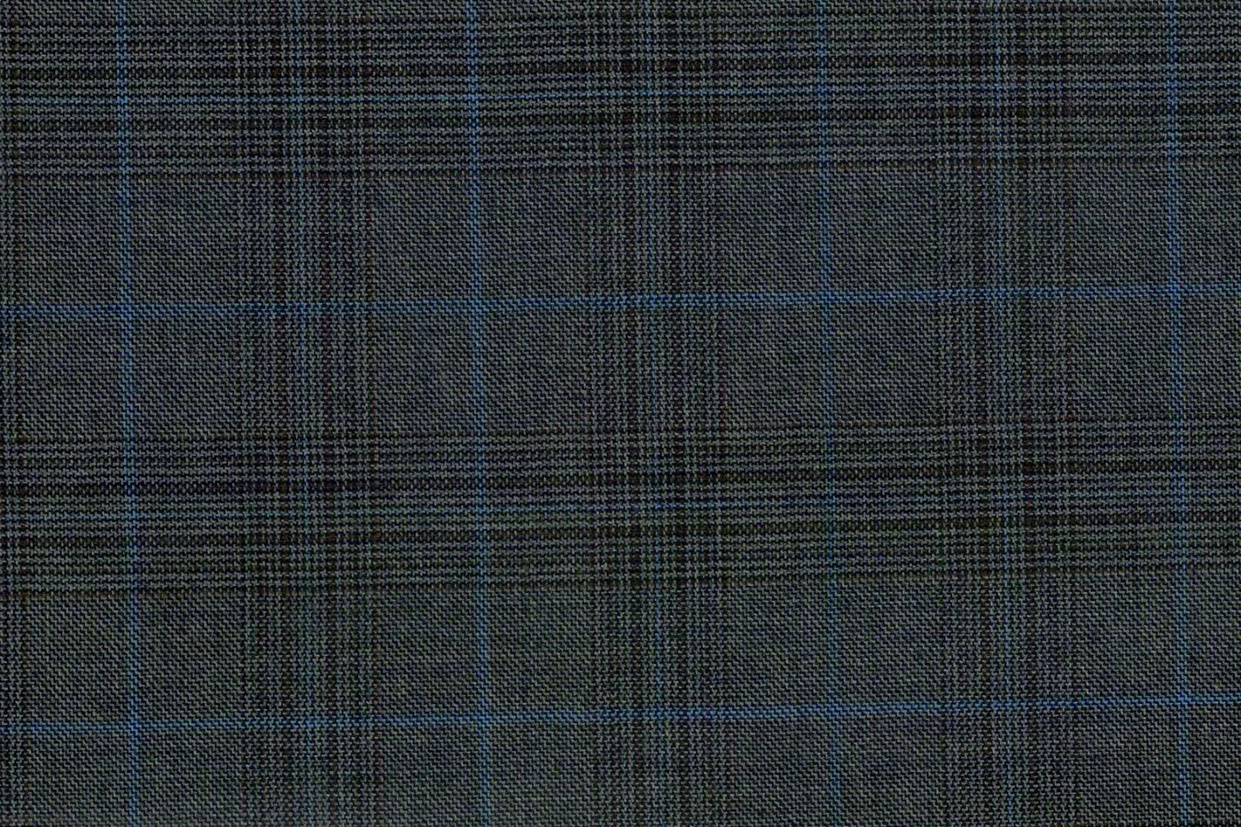 Lanificio Cerruti Super 150's 28657-780 MED GREY W/BLUE CHECK fabric swatch