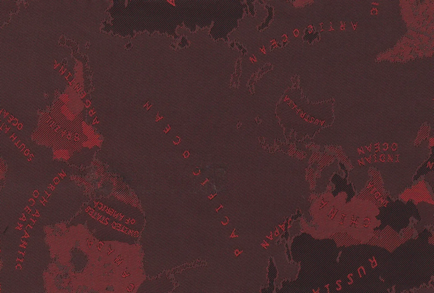 Linings 28883-52 RED WORLD MAP fabric swatch
