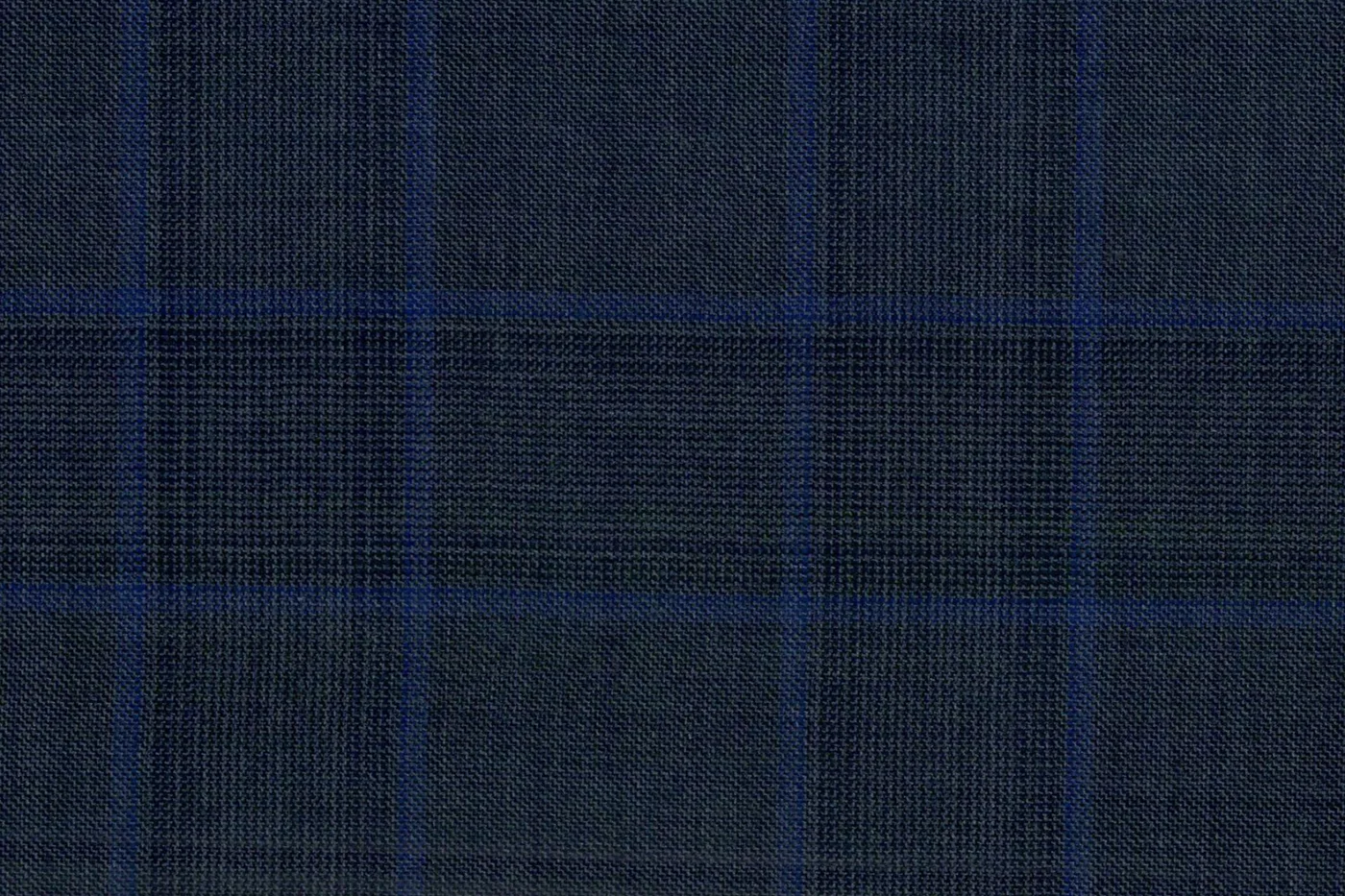 Loro Piana Super 150's 28671-1100 MED BLUE CHECK fabric swatch