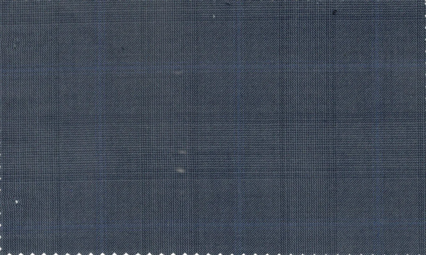 Loro Piana Super 150's 29676-1100 Med. Blue Check fabric swatch