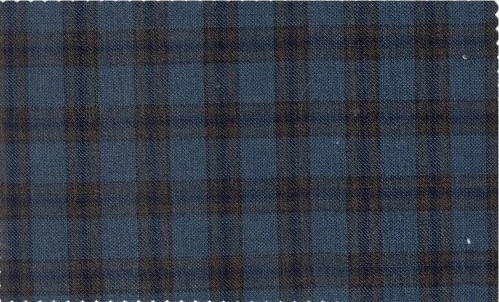 Loro Piana Super 150's 29877-950 Blue w/ Rust Windowpane fabric swatch
