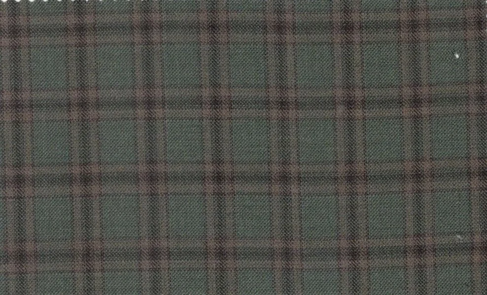 Loro Piana Super 150's 29878-950 Olive w/ Brown Windowpane fabric swatch