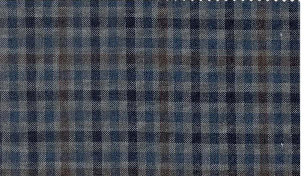 Loro Piana Super 150's 29883-950 Grey Multicheck fabric swatch