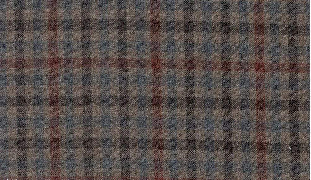 Loro Piana Super 150's 29885-950 Brown Multicheck fabric swatch