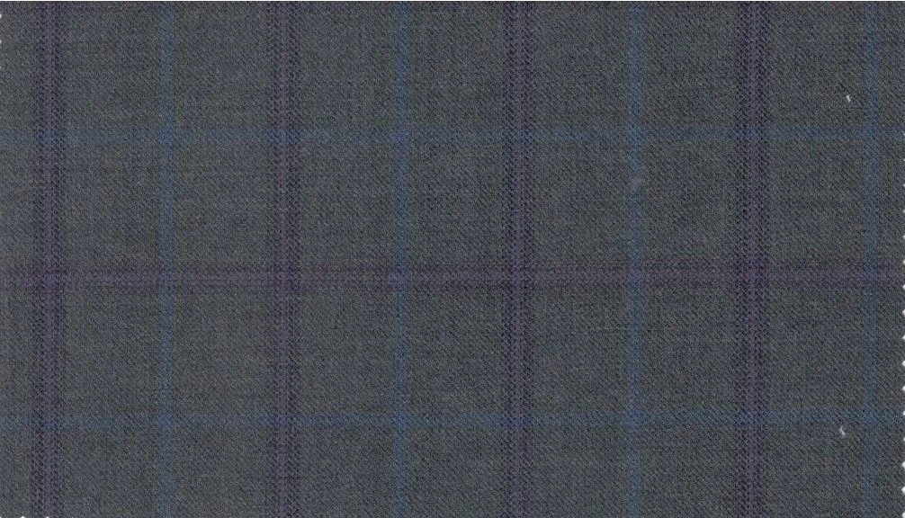 Loro Piana Super 150's 29887-950 Grey Windowpane fabric swatch