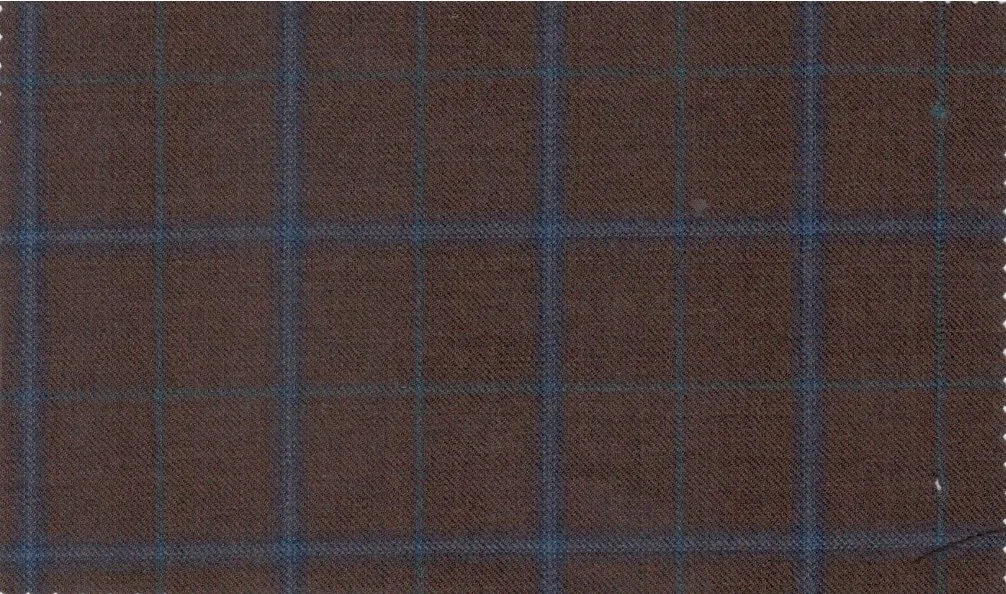 Loro Piana Super 150's 29888-950 Brown Windowpane fabric swatch