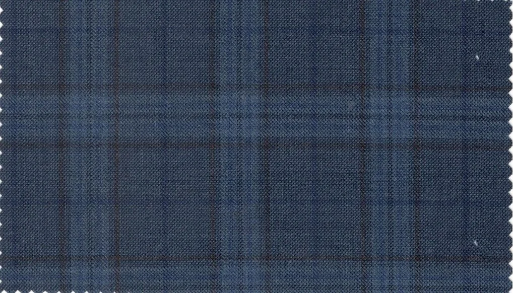 Loro Piana Super 150's 29893-950 Blue Check fabric swatch