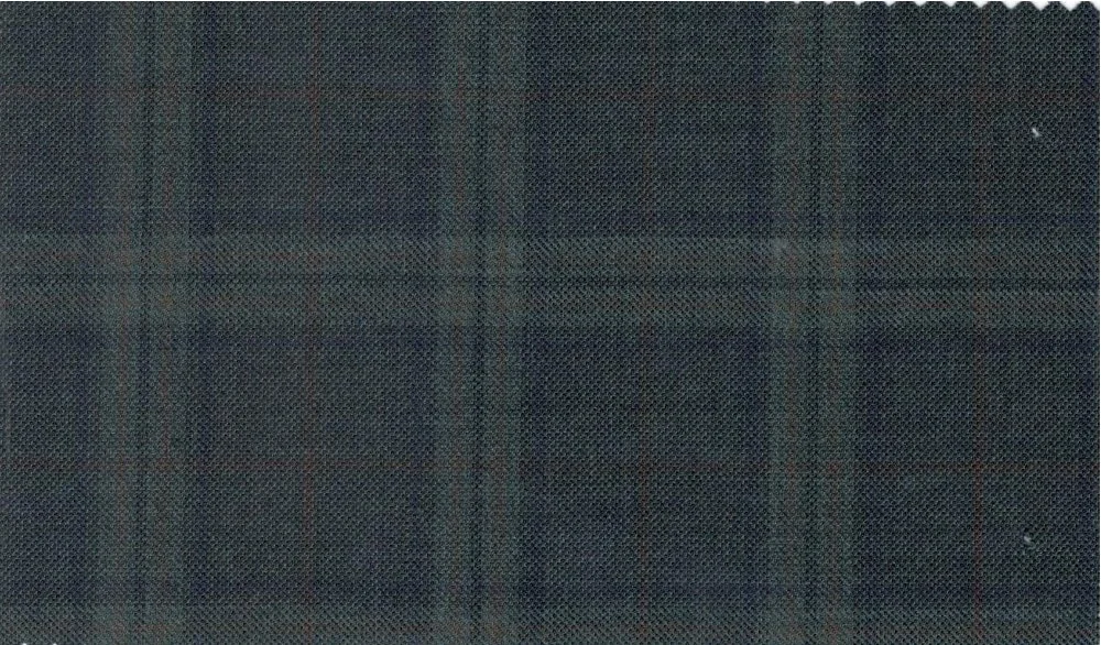 Loro Piana Super 150's 29894-950 Olive Check fabric swatch