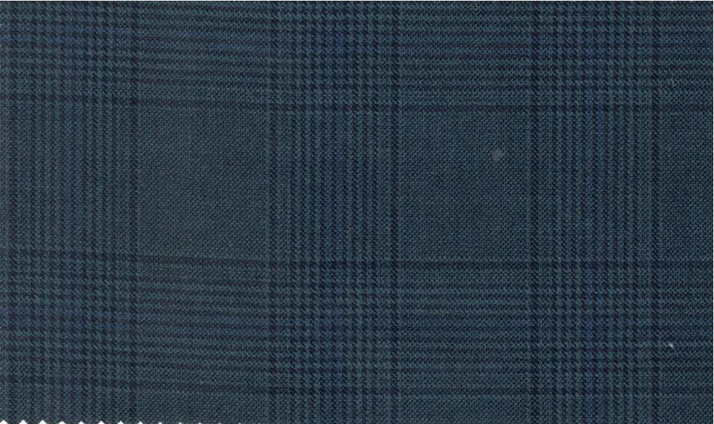 Loro Piana Super 150's 29895-950 Dark Green Check fabric swatch