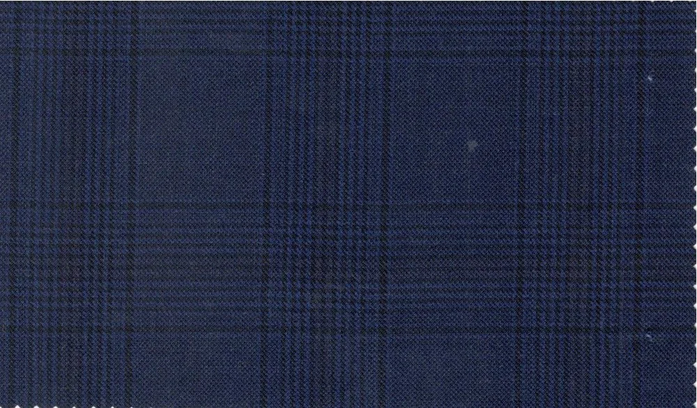 Loro Piana Super 150's 29896-950 Navy Check fabric swatch