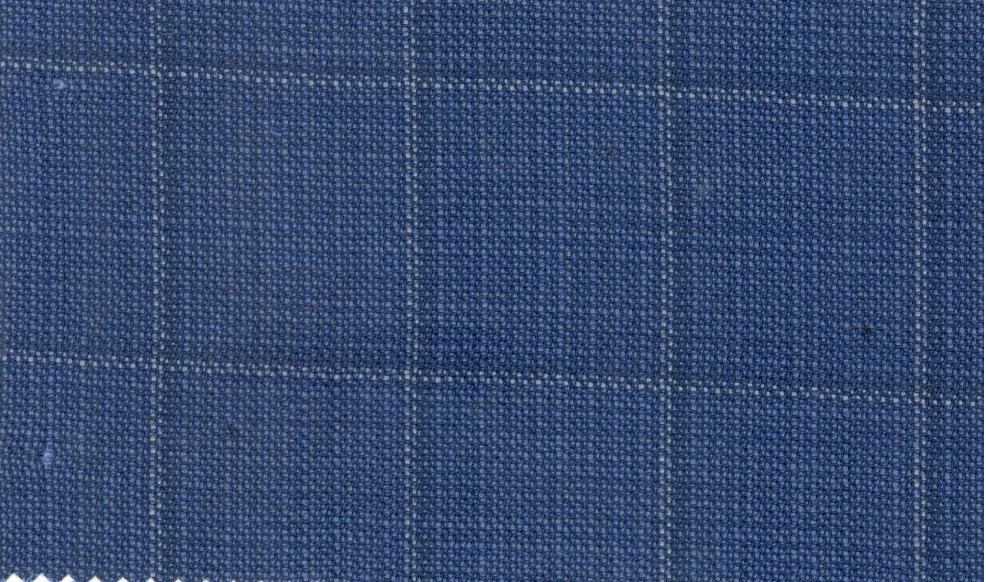 Loro Piana Super 150's 29901-950 Blue Windowpane fabric swatch