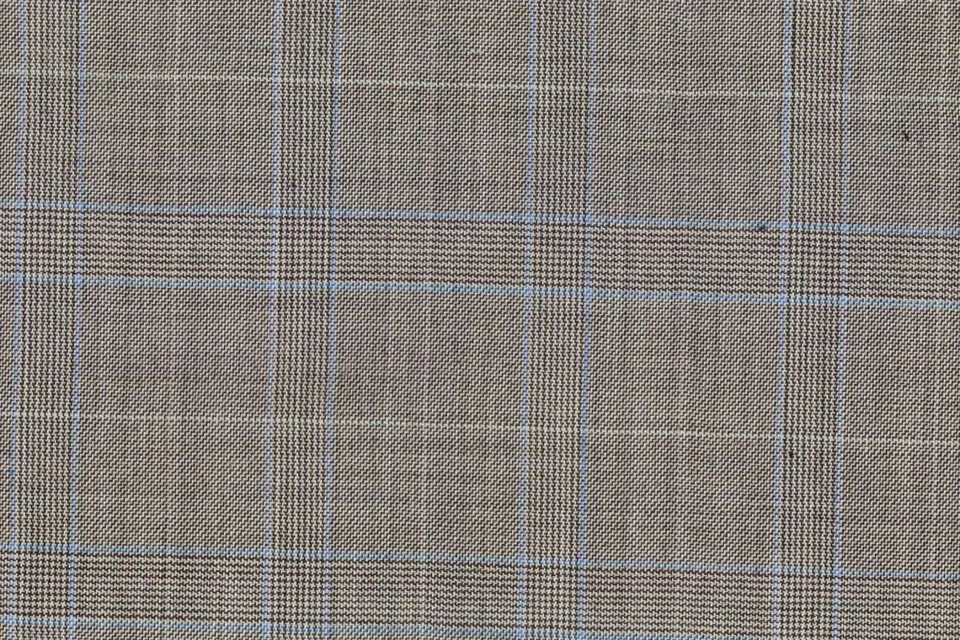 Lucciano Rossi 26705-210 TAN W/BLUE PLAID fabric swatch